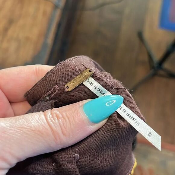 Free People Brown Floral Boho Balloon Sleeve Mini, size S - Picture 10 of 11